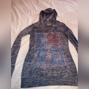 Thin gray long sleeve with hoodie